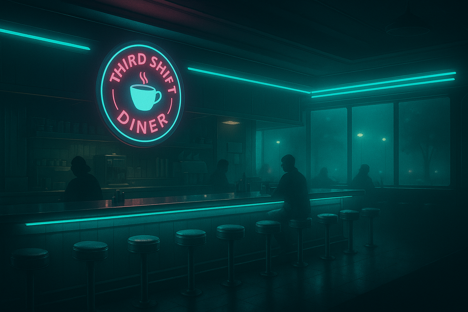 Third Shift Diner counter at night